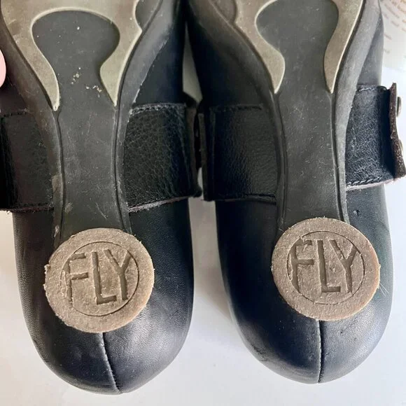 Fly London Woman's Black LAFF Peep Toe Ballerina Shoes Size 7 - Picture 16 of 16